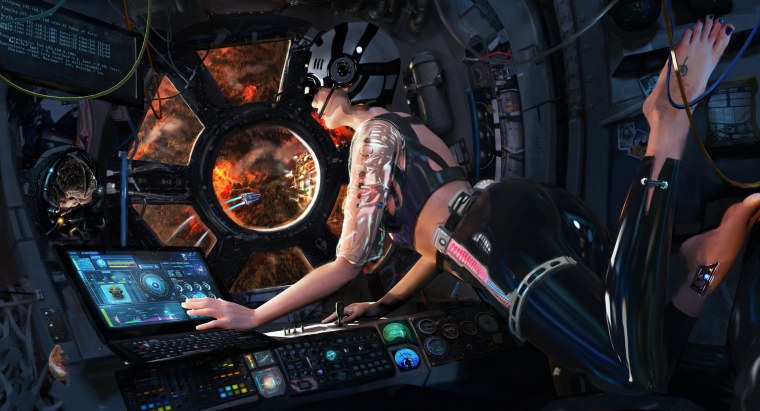 Девушка пилот космического корабля