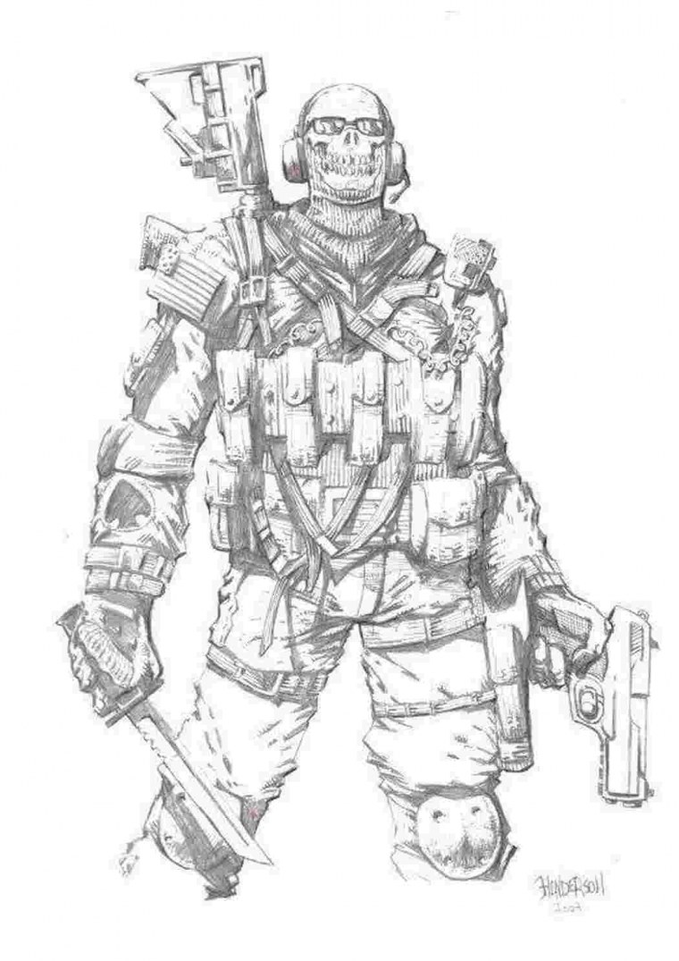 Гоуст Call of Duty раскраска