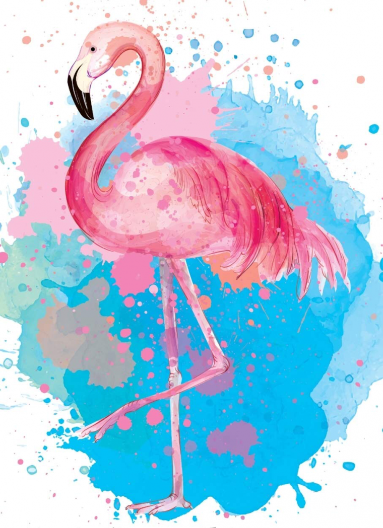 Фламинго арт на белом фоне