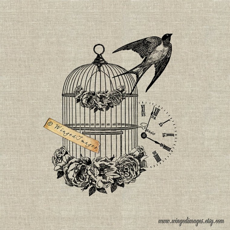 Птицы монохром для декупажа