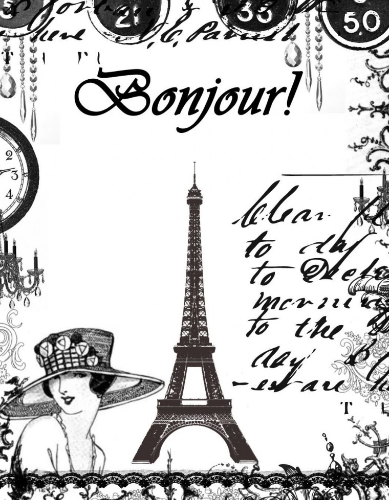 Париж для декупажа надписи