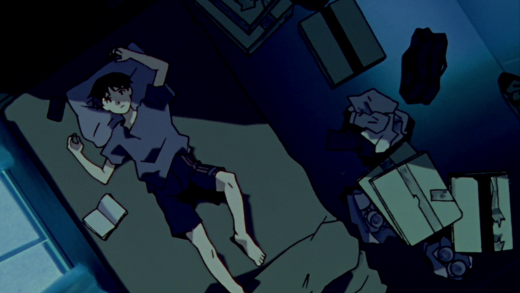 Синдзи лежит