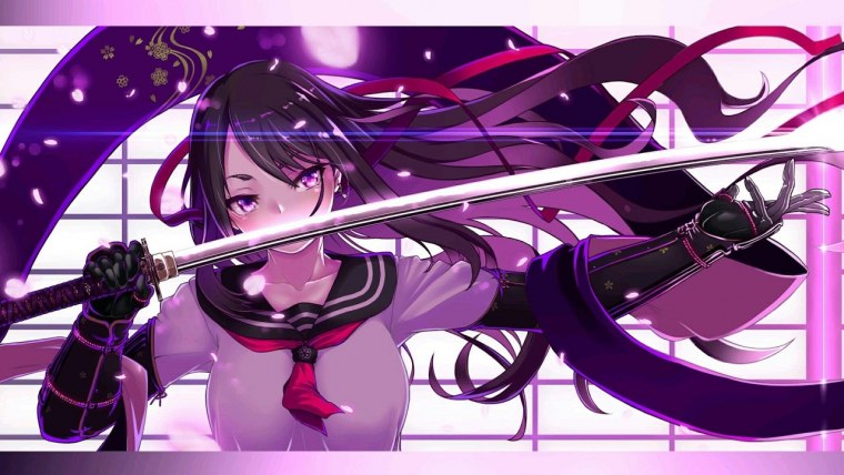 Обои на рабочий стол аниме фиолетовый