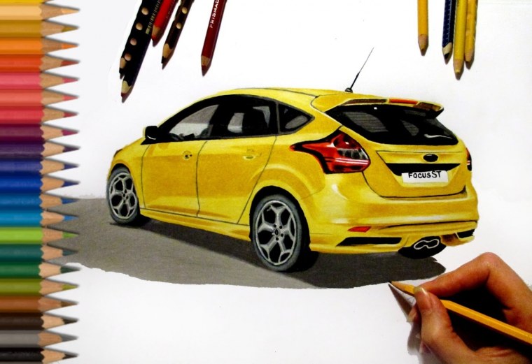 Рисунок Форд фокус хэтчбек 2007 года маркерами