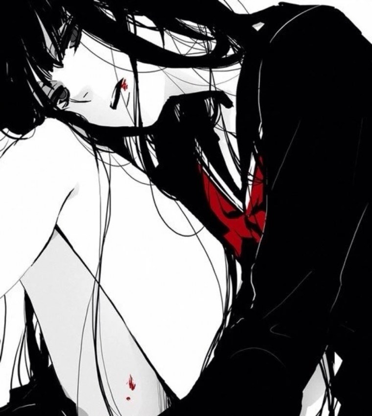 Аниме чб боль