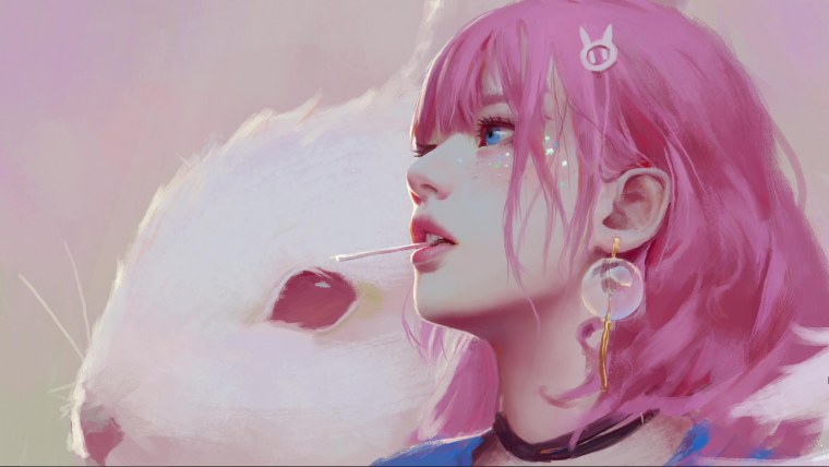 Девушка с розовыми волосами 3 д