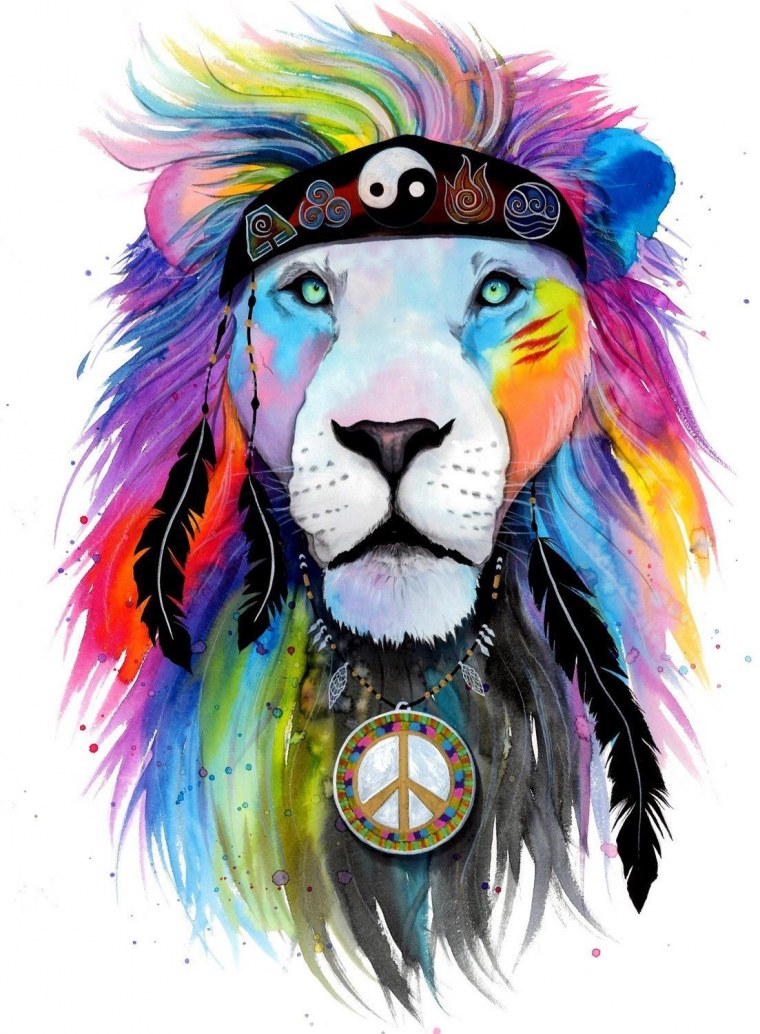 Стиль разноцветный Лев