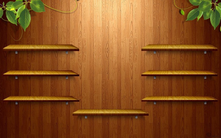 Обои с полками
