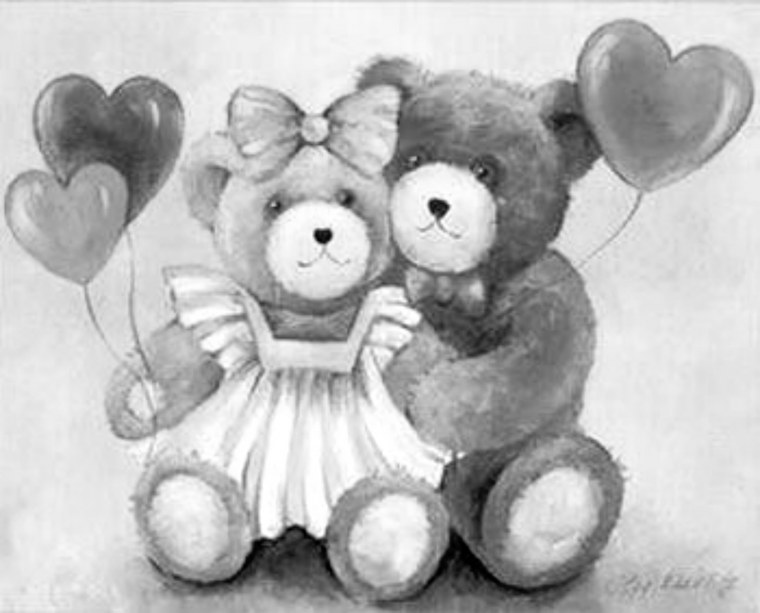 Мишка обнимает зайку