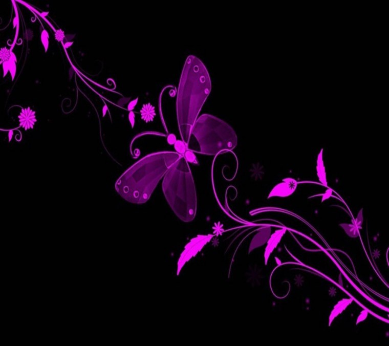 Розовые бабочки на черном фоне