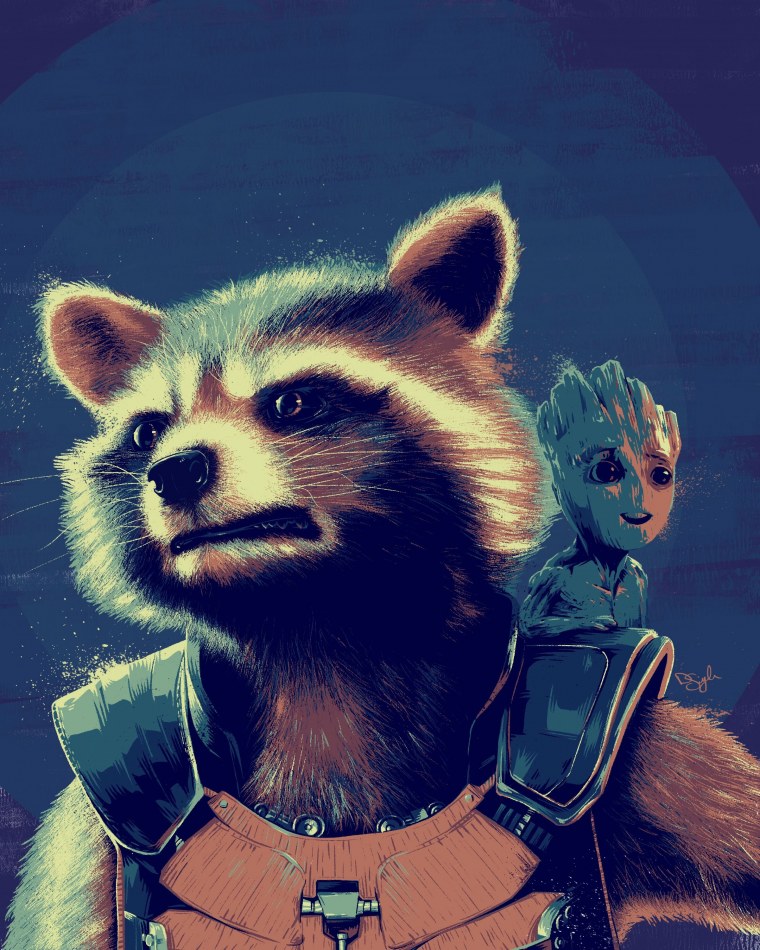 Стражи Галактики енот и Грут