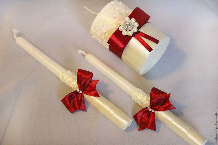 Украсить свечи на свадьбу своими руками