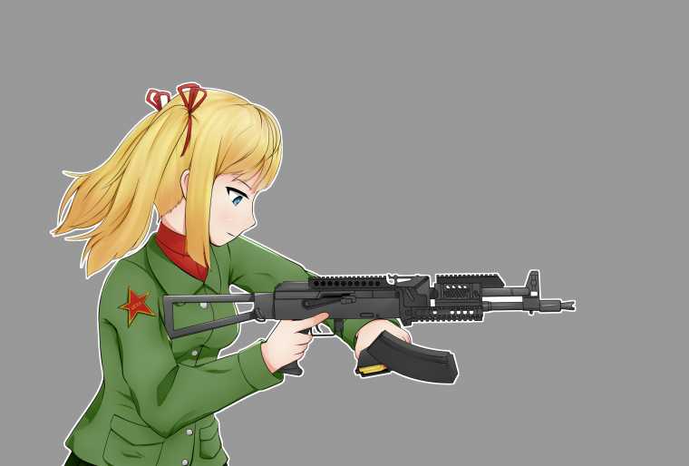 Аниме девушка с автоматом Калашникова