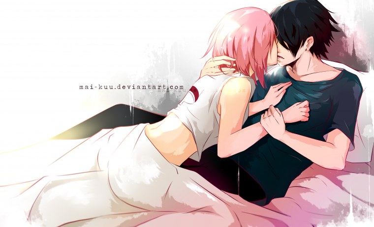 Саске Учиха и Сакура Харуно поцелуй