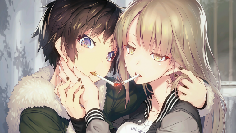 Аниме тян курит