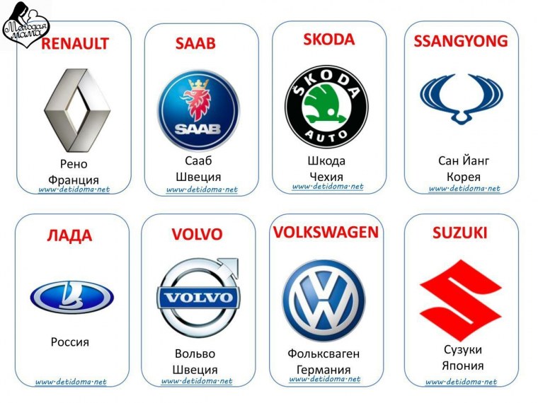 Марки автомобилей для детей