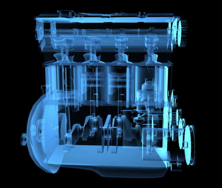 Прозрачный двигатель внутреннего сгорания