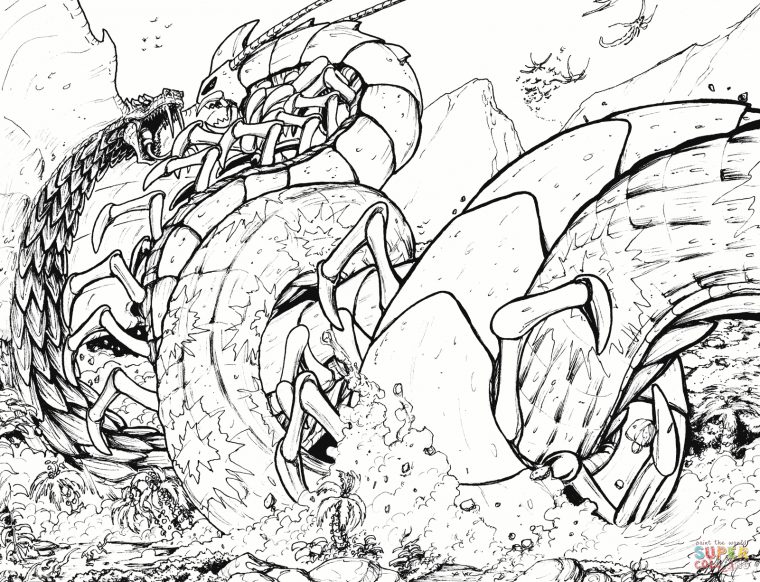 Годзилла битва раскраска