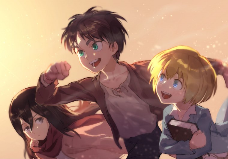 Атака титанов Эрен Микаса и армин