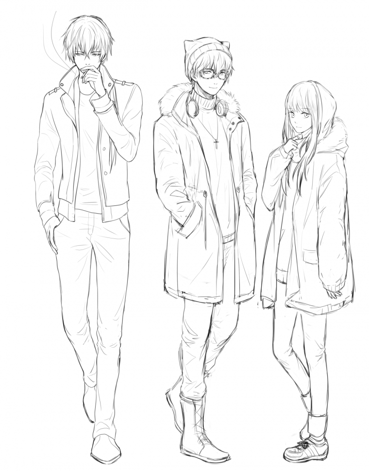 Аниме парень зарисовка в полный рост