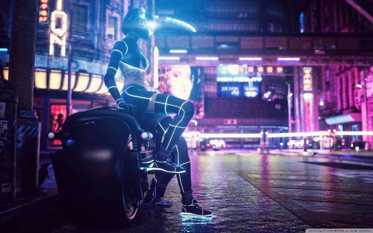 Cyberpunk мотоцикл неон