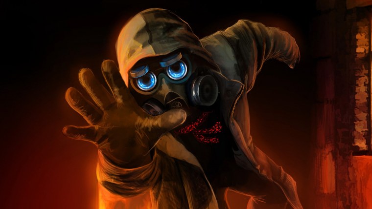 Человек в противогазе арт