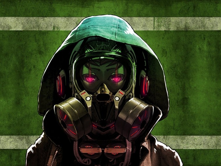 Солдат в противогазе арт