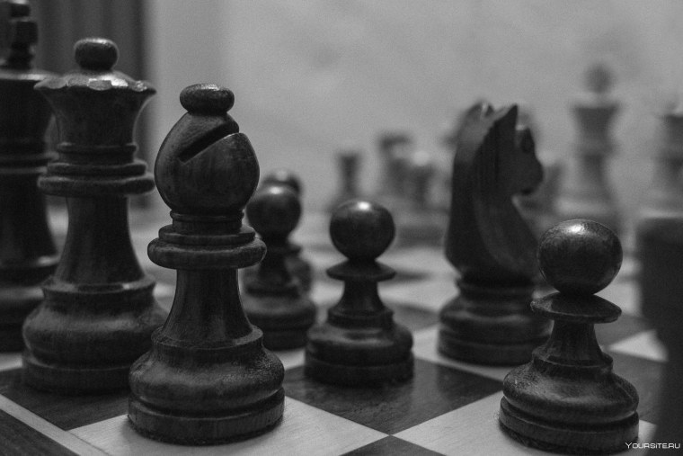 Шахматные фигуры на черном фоне