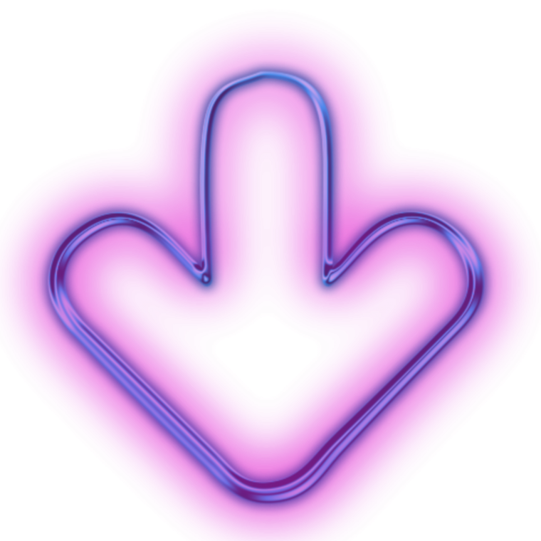 Неоновая стрелка вниз на прозрачном фоне