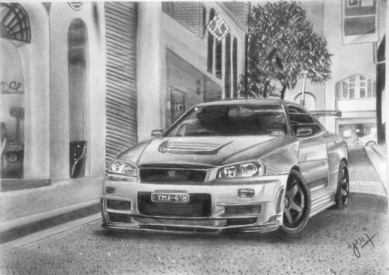Nissan Skyline r34 рисунок