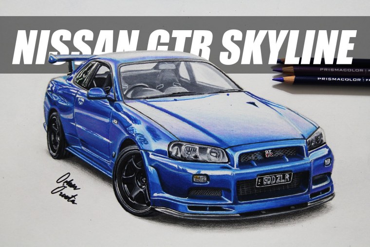 Nissan Skyline GTR r34 карандашом