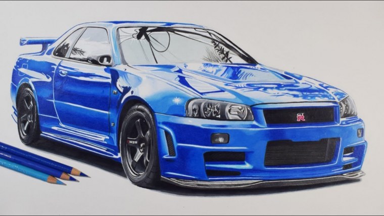 Nissan Skyline r35 GTR рисунок