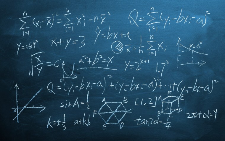 Школьная доска с уравнениями