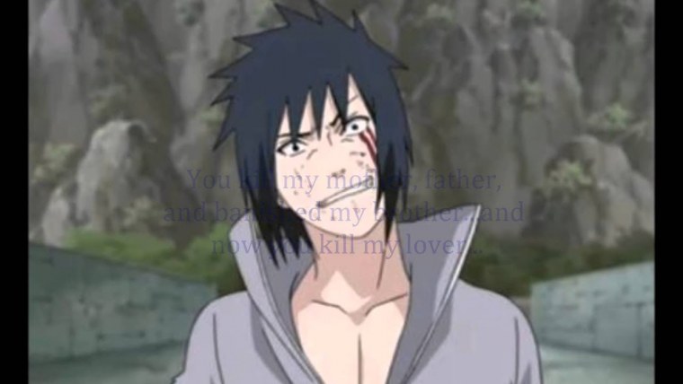 Саске злобно улыбается