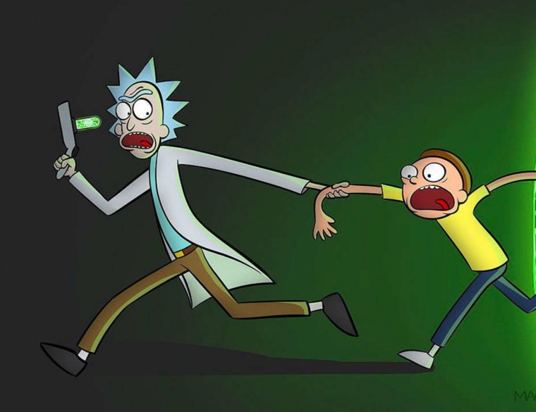 Рик и Морти в темноте