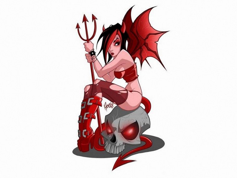 Девушка чертенок арт