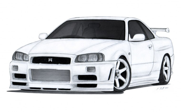Nissan Skyline gt-r r34 drawing