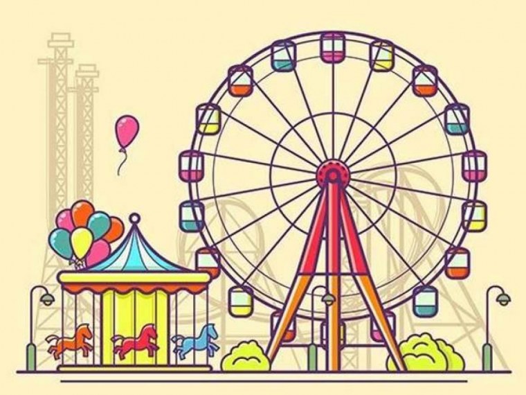 Парк колесо обозрения в живописи