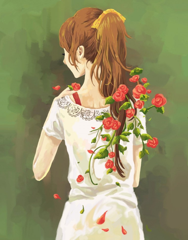 Девочка с цветочком арт