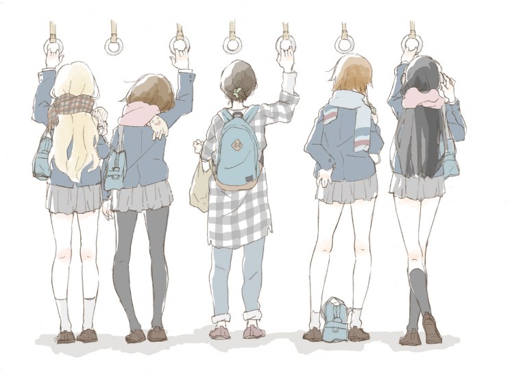 Аниме девушка с рюкзаком