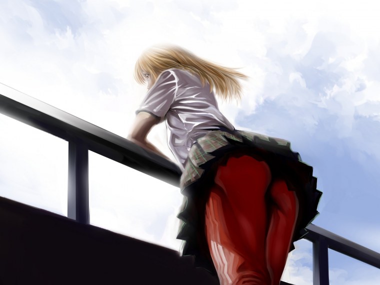 Аниме девушка вид сзади