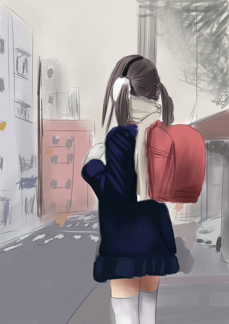 Аниме девушка со спины