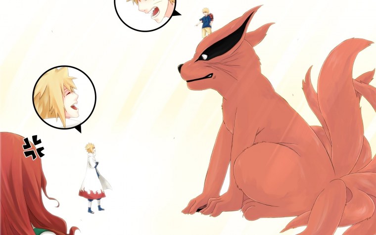 Минато и Наруто Кушина и курама