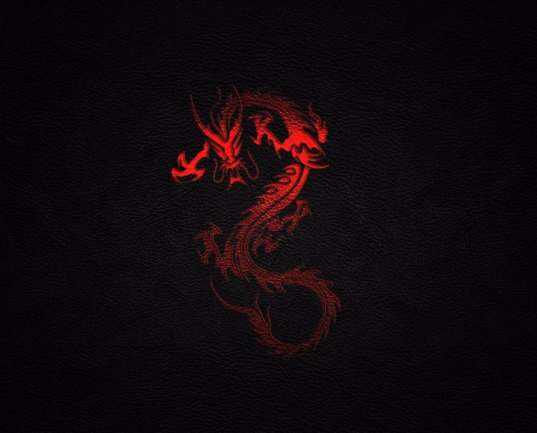 Красный дракон на черном фоне