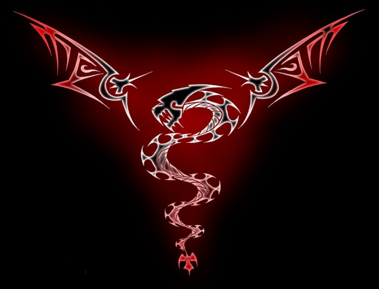 Черный дракон на черном фоне