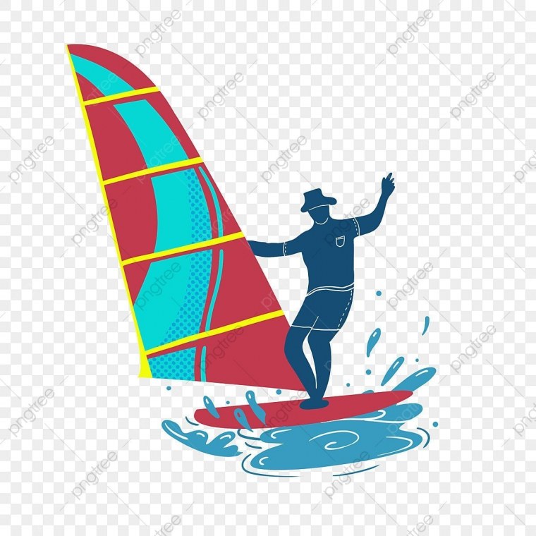 Виндсерфинг на белом фоне