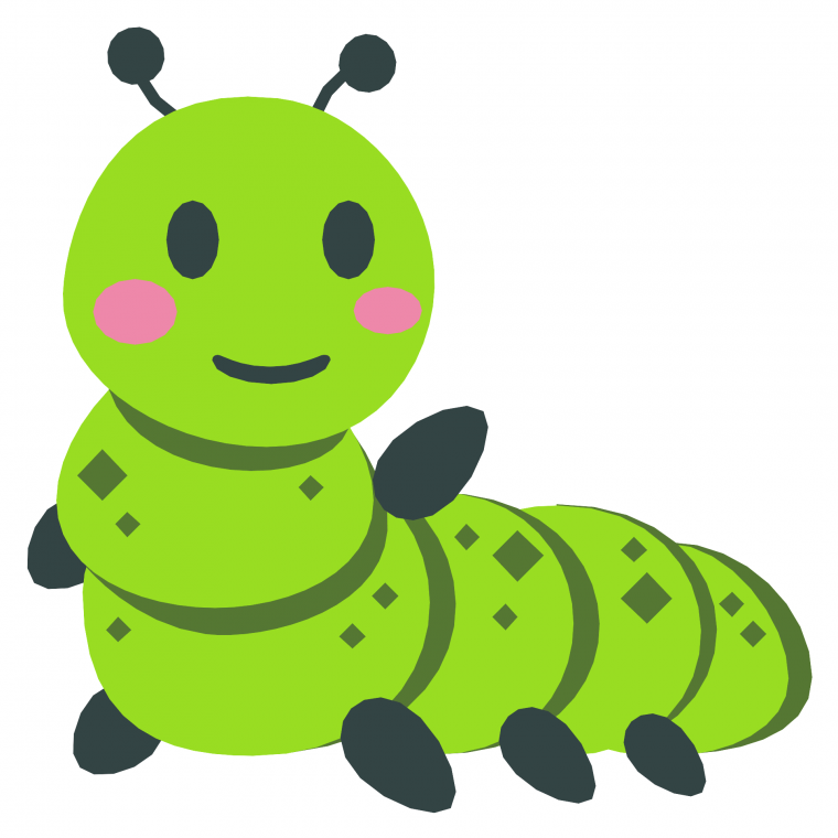 Гусеница на белом фоне