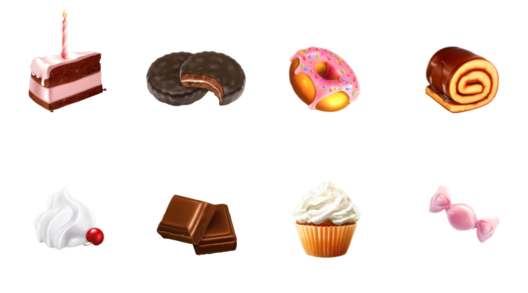 Сладости на прозрачном фоне