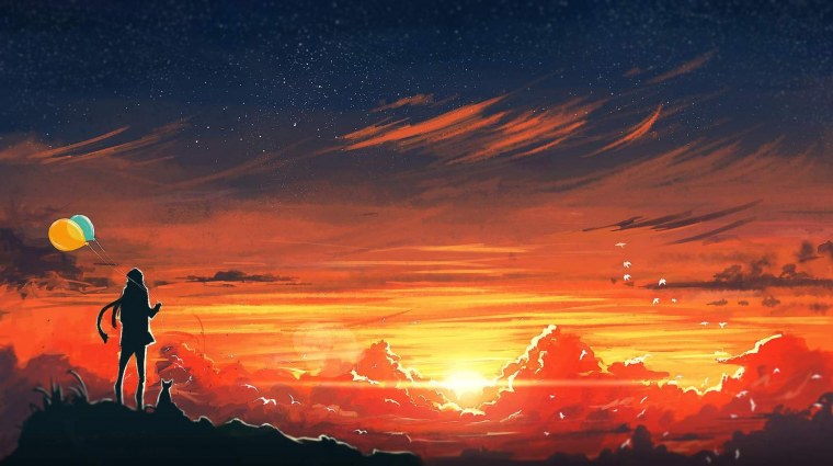 Аниме девочка спиной