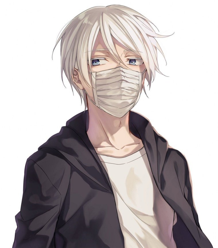 Аниме парень блондин в маске